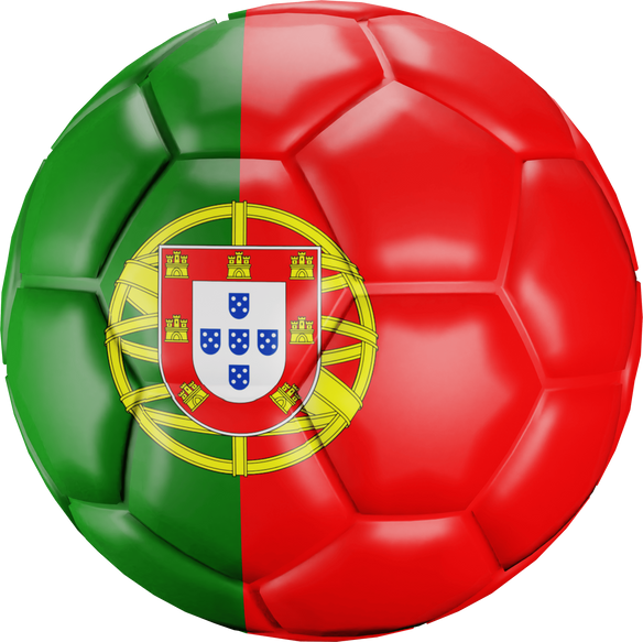 Soccer ball with Portugal nation flag